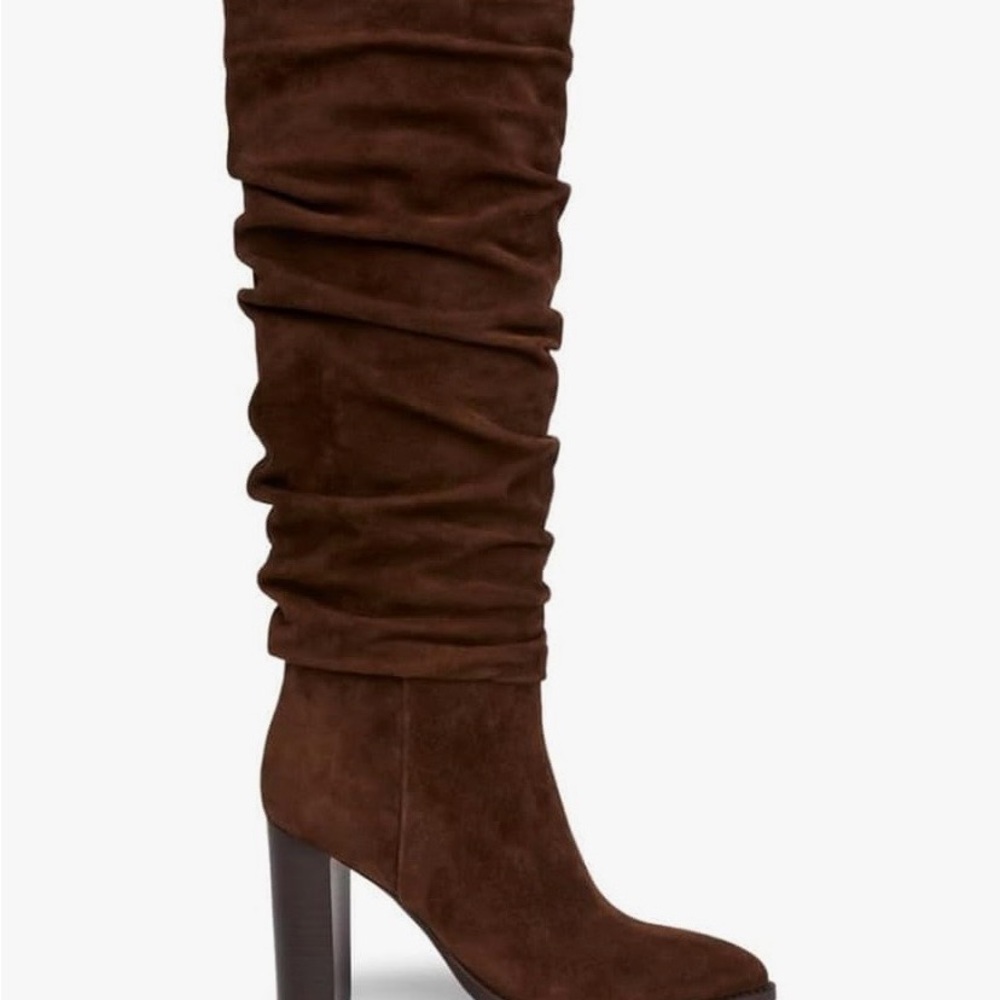 Brown Suede Knee-High Boots